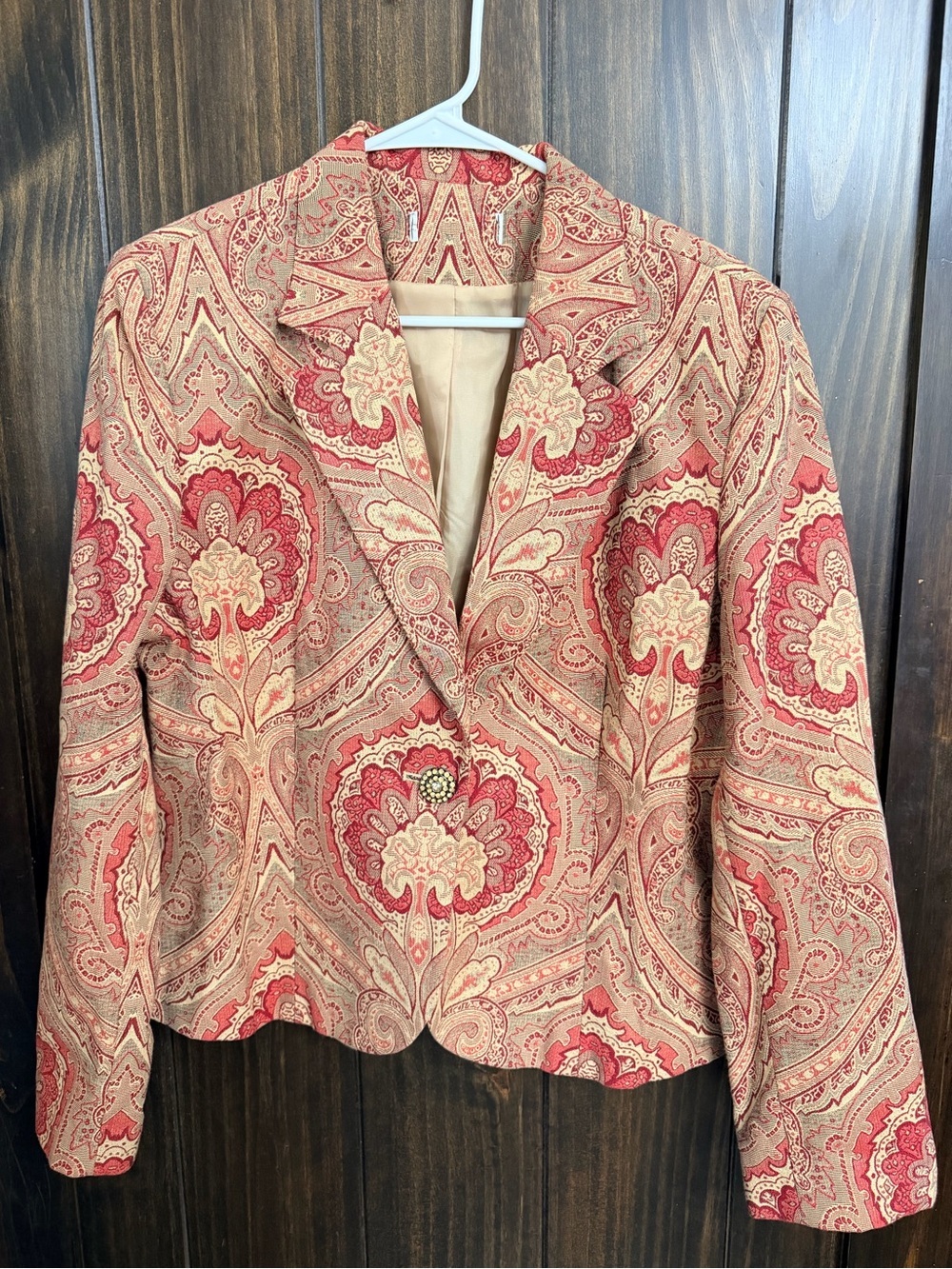 Judith Hart Collection Brocade Tapestry Blazer with Antique Button-Size:Large
